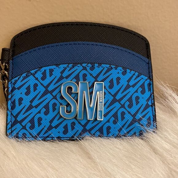 NWT Steve Madden Card Case Wallet - Blue/Black - Picture 2 of 8